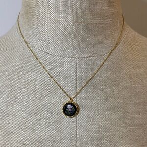 Vintage Gold Chain with Purple Violet Flower Pendant Necklace